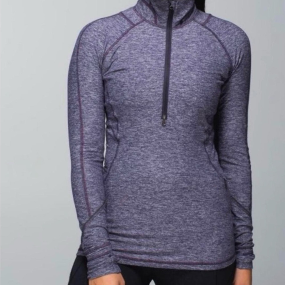 LuluLemon Women's Heathered Gray Purple Long Sleeve Top 8
